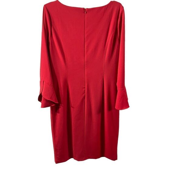 White House Black Market Body Perfecting Bright Red Sheath Dress Size 14 - Picture 6 of 9